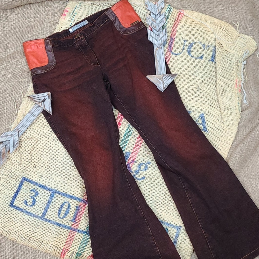 Fornarina Y2K Flare Jeans with Leather Patches